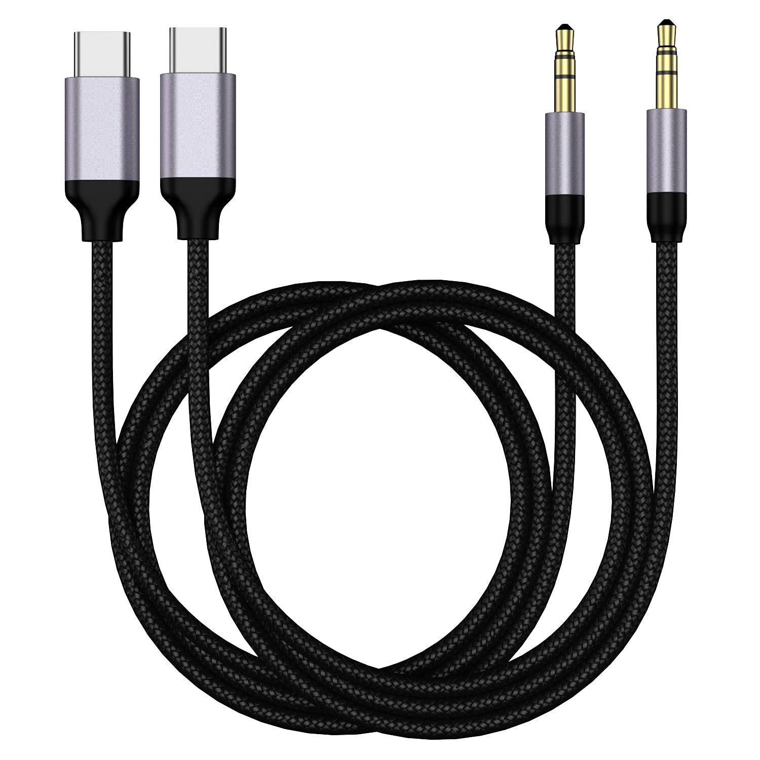 Cabo Auxiliar Usb C Paloxy Tipo C Macho Para Conector Macho De 3,5 Mm De 1 M (pacote Com 2)