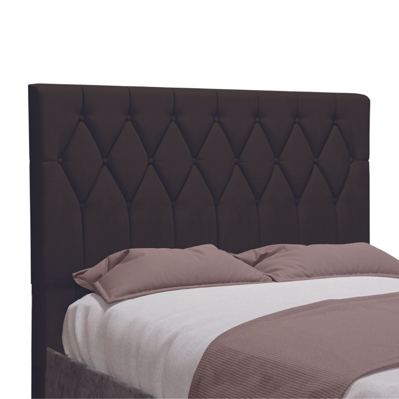 Cabeceira Estofada Para Cama Box Casal Miami de 1,40m Marrom Suede Dobuê