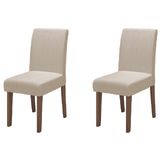 Conjunto Com 2 Cadeiras Estofada Sala de Jantar Trieste Siena Cedro / Areia Dobuê