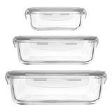 Kit 3 Potes Herméticos Vidro Borossilicato 370ml, 640ml E 1l