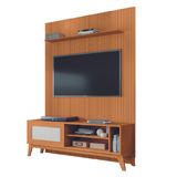 Rack Bancada Caribe Com Painel Para TV Até 55 Polegadas 1,35m Egeo Cedro Ripado Impressão 3D EDN