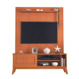 Rack Bancada Aruba Com Painel Para TV Até 55 Polegadas 1,35m Egeo Cedro Ripado Impressão 3D EDN