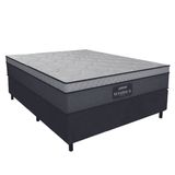 Cama Box Casal Colchão Gazin Maximus Molas Ensacadas 138x188x62cm Cinza / Preto - Suporta Até 120kg Por Pessoa