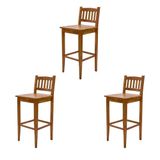 Kit 3 Banquetas Gourmet Rústica Para Restaurantes Em Madeira Maciça Bh - Natural - Bege