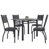 Conjunto Sala De Jantar Mesa Tampo Granito 1,20m Com 4 Cadeiras Diana Preto/Mosaico Artefamol