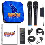 Karaoke Party Box Azul +2 Microfones Sem Fio + Catálogo