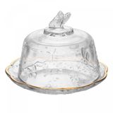 Queijeira C/tampa New Butterfly Fio De Ouro 19,5cm X 12,5cm