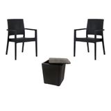 Kit 2 Cadeiras Com Braço Milano Rattan + Mesa Capri Preta