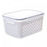 Pote Hermético Com Cesto Escorredor Branco De Plástico 3.1l
