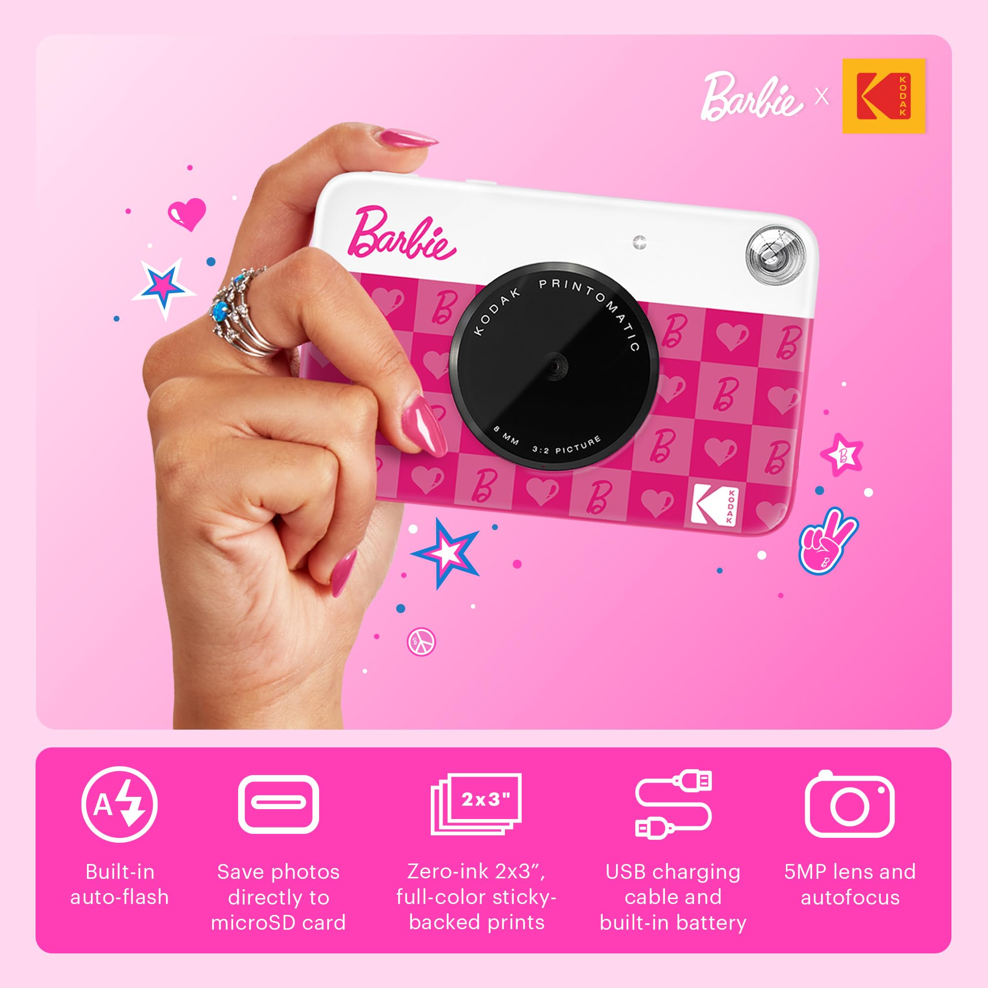 Câmera Digital Kodak X Barbie Printomatic 5mp Com Papel De Zinco