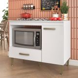 Balcão Para Forno 1 Porta 1 Gaveta Marcação Para Cooktop Branco