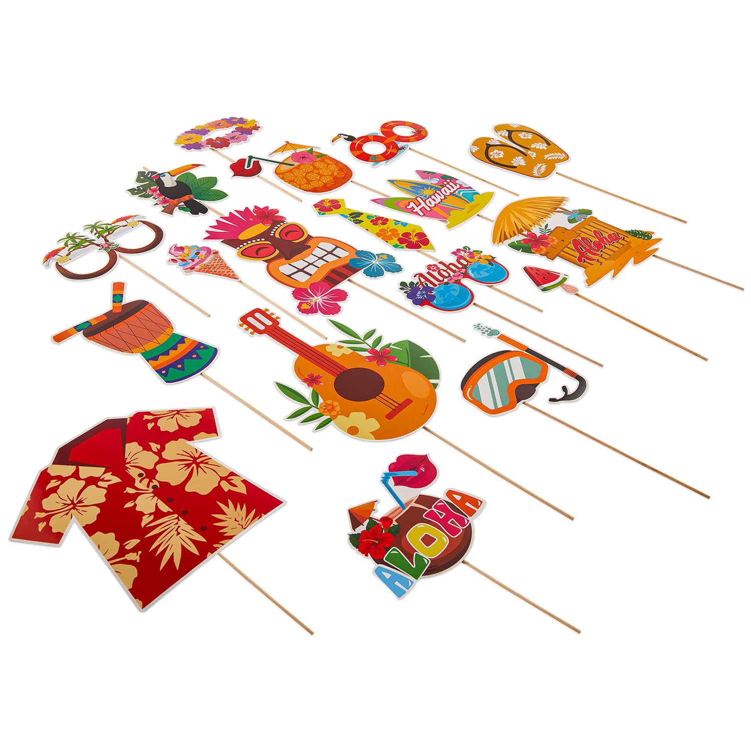 Photo Booth Props Zink Luau Party 30 Peças Tropical Hawaiian