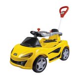 Carrinho De Passeio Amarelo Infantil Com Buzina Haste E Alça
