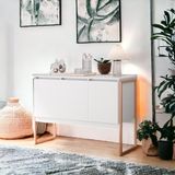 Buffet 3 Portas Estilo Industrial Amsterdã Branco Cobre