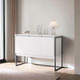Buffet 3 Portas Sala De Estar Berlim Branco Preto