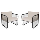 Conjunto 2 Poltronas Área Externa Fibra Sintética Córdova Preto-branco