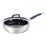 Frigideira Funda Tampa Tramontina Romagna Aço Inox Alumínio Cerâmico Black Stone 24 Cm 3,1 L Tramontina