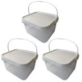 Balde De Plastico Com Tampa-kit 3 Pçs
