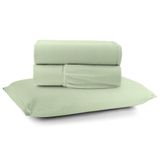 Jogo Cama Lençol Casa Scarpa Sonnet Solteiro Malha Lisa Algodão Macio 3 Peças - Verde Claro