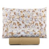 Jogo Cama Lençol Casa Scarpa Sonnet Solteiro Malha Estampada Algodão 3 Peças - Borboleta - Mostarda