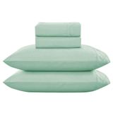 Jogo Cama Lençol Casa Scarpa Merit Casal Padrão Bordado Coroa De Louros Percal 300 Fios 4 Peças - Verde Menta