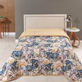 Edredom Cobertor Casa Scarpa Sonnet Solteiro Malha Estampada Dupla Face Algodão - Pet - Mostarda
