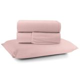 Jogo Cama Lençol Casa Scarpa Sonnet Solteiro Malha Lisa Algodão Macio 3 Peças - Rosê