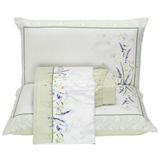 Jogo Cama Lençol Casa Scarpa Santorini Queen Estampa Florida Percal 300 Fios 4 Peças - Verde Lavanda