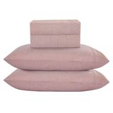 Jogo Cama Lençol Casa Scarpa Alba Queen Detalhes Plissados Percal 300 Fios 4 Peças - Roxo Malva