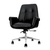 Cadeira De Escritório Home Office Diretor Prestige Preta Assento Espuma Laminada D28 E Tecido Pu Base Giratória Aço Cromado