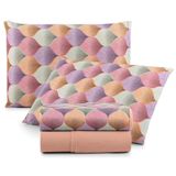 Jogo Cama Lençol Casa Scarpa Sonnet Queen Malha Estampada Algodão 4 Peças - Mosaico - Salmão