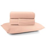 Jogo Cama Lençol Casa Scarpa Sonnet Solteiro Malha Lisa Algodão Macio 3 Peças - Salmão