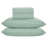 Jogo Cama Lençol Casa Scarpa Alba Casal Padrão Detalhes Plissados Percal 300 Fios 4 Peças - Verde Menta