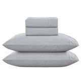 Jogo Cama Lençol Casa Scarpa Merit Casal Padrão Bordado Coroa De Louros Percal 300 Fios 4 Peças - Cinza