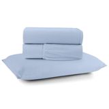 Jogo Cama Lençol Casa Scarpa Sonnet Solteiro Malha Lisa Algodão Macio 3 Peças - Azul Turquesa