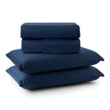Jogo Cama Lençol Casa Scarpa Sonnet Queen Malha Lisa Algodão Macio 4 Peças - Azul Marinho