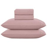 Jogo Cama Lençol Casa Scarpa Merit Casal Padrão Bordado Coroa De Louros Percal 300 Fios 4 Peças - Roxo Malva