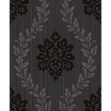 Papel De Parede Fusion Damask Grafite Preto - Rolo 10m X 0,53m