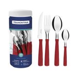 Faqueiro Tramontina New Kolor Lâminas Aço Inox Cabos Polipropileno Vermelho 24 Peças Tramontina