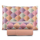 Jogo Cama Lençol Casa Scarpa Sonnet Solteiro Malha Estampada Algodão 3 Peças - Mosaico - Salmão