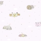 Papel De Parede Treboli Rosa Animais Dormindo 5812 - Rolo 10m X 0,53m