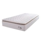 Colchão Solteiro Molas Ensacadas City Pillow Top 88x188x23cm Branco / Bege Hellen - Suporta até 110kg por Pessoa