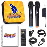 Karaoke Party Box Profissional +2 Mic Sem Fio + Catálogo