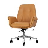 Cadeira De Escritório Home Office Diretor Prestige Caramelo Assento Espuma Laminada D28 E Tecido Pu Base Giratória Aço Cromado