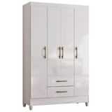 Guarda Roupas Solteiro Infantil 4 Portas 2 Gavetas Paraty Branco Moval