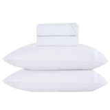Jogo De Cama Lençol Casal Romantico Percal 300 Fios 4 Peças Branco 100% Poliéster