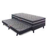 Cama Box Solteiro com Cama Auxiliar Aspen 88x188x41cm Cinza/Preto