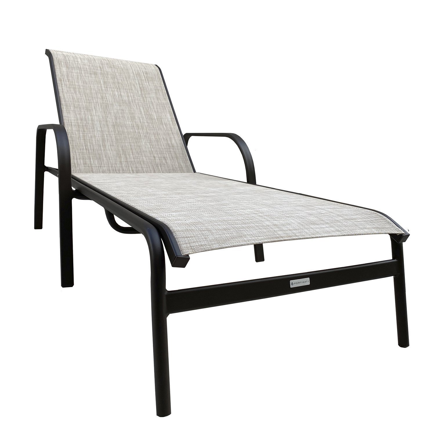 Espreguiçadeira Reclinável 72x193cm Em Alumínio Com Tela Cannes Portinaty Café/bege