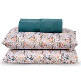 Jogo De Cama Lençol Queen Topchick 3 Peças Verde 100% Poliéster