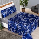 Jogo Cama Lençol Charme Queen 4 Peças Azul 100% Poliéster